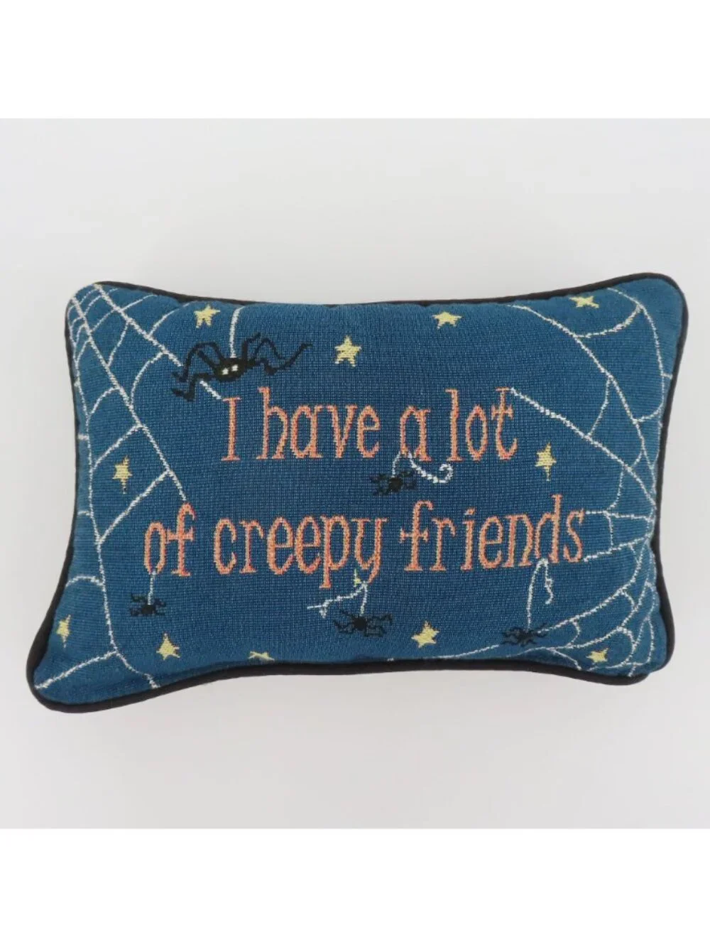 I Have A Lot Of Creepy Friends Cobweb Spider Halloween Spooky Accent Pillow